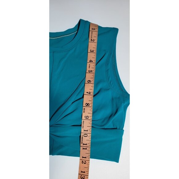 Robin Piccone Ava Tie Cropped T-Shirt Tank Swim Teal Blue Hipster Bikini Set M - Picture 10 of 13